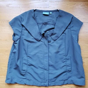 Simply Vera Wang Women Gray Cap Sleeve Full Zip Top Vest XL - Picture 1 of 7