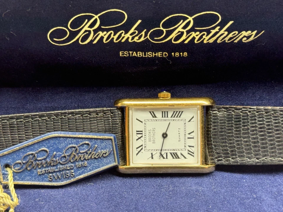 brooks brothers tank wristwatch with box & tag - Image 1 of 4