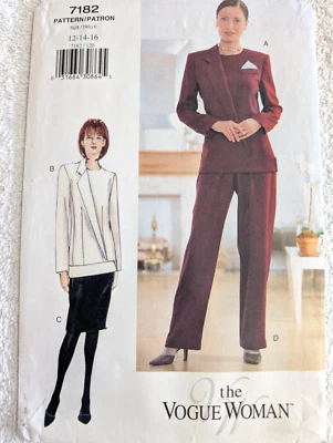 Vogue Women's Sewing Pattern Suit Jacket Skirt Pants 7182 Size 12-14-16 UNCUT - Image 1 of 4