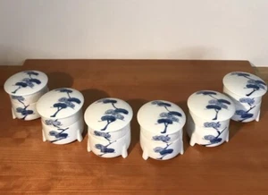 SCATOLA PRANZO IMPILABILE BENTO PORCELLANA GIAPPONESE BLU E BIANCA VINTAGE FIRMATA - Foto 1 di 24