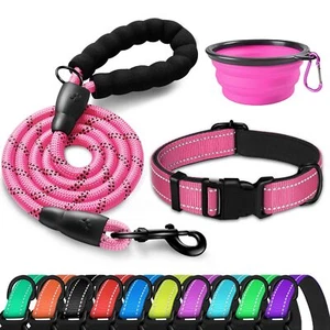 Dog Collar and Dog Leash– Soft Neoprene PaddedReflective and Adjustable - Nyl... - Picture 1 of 6
