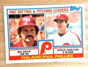 1983 TOPPS STEVE CARLTON BO DIAZ PHILLIES TEAM LEADERS CHECKLIST CARD#229 NRMINT