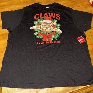 Weihnachten Tshirt Größe 3x Katze Krallen kommt in die Stadt Neu mit Etikett schwarz Unisex - Bild 1 von 9