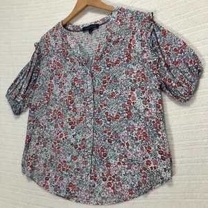 Blusa Tommy Hilfiger Floral Manga Volantes Abotonada Top Grande - Imagen 1 de 7