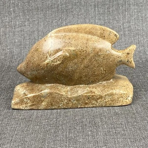 Hand Carved Sculpted brown Marble Stone Fish over 9 lbs, signed by Artist - Picture 1 of 8