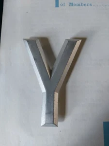 Vintage ACE PEAK NOS aluminium number plate letter 3 1/8 INCH Y - Picture 1 of 2