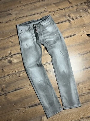 Dsquared2 Gray Distressed Denim Zipper Slim Fit Jeans Pants Size 48 - Image 1 of 4