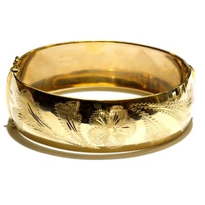 18 Karat Gelbgold ausgefallener breiter Design Armreif Armband 28,8 g Nachlass 7 Zoll Damen - Bild 1 von 9