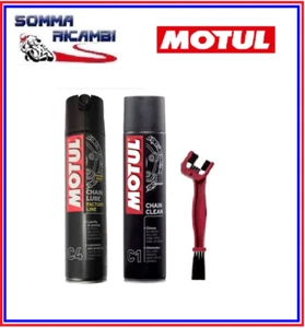Kit Pulizia Catena Moto Sgrassante Motul C1+C4 Grasso Lubrificante Spray 2x400ml - Foto 1 di 3
