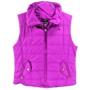 New NWT Peck & Peck Women's Purple Large Puffer Vest 100% Polyester Full Zip - Picture 1 of 8