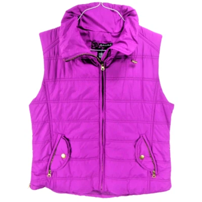 New NWT Peck & Peck Women's Purple Large Puffer Vest 100% Polyester Full Zip - Image 1 of 4