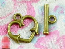 25 Sets Bronze Tone Heart Toggle Clasps 16X16mm Hook Connectors Jewelry Finding