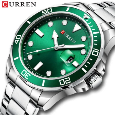 CURREN Men Quartz Watches Casual Steel Wristwatches Business Calendar Male Watch - Image 1 of 4