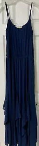 Women’s Designer Solid Blue Scarf Cut Prom Dress/Gown by Michael Kors M - Picture 1 of 5