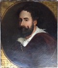19th Century Portrait Bearded Man Dutch Oil on Canvas Painting