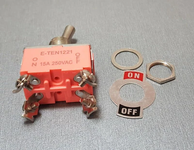 E-TEN1221 15A 250V AC 4PIN DPST ON-OFF 12mm Toggle Switch 1PCS - image 1 of 3