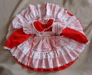 VTG Bryan Pinafore Dress Christmas Candy Stripe Long Sleeve 2 Pc USA 3-6 Month - Picture 1 of 6