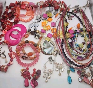 Mode Kostüm Schmuck Menge gemischte Materialien tragbar rosa Kunstperle Boho Schale - Bild 1 von 15