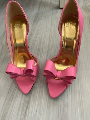 Cape Robbin Pink Patent Pointy Toe D’orsay Bow Heels 5.5 - Image 1 of 4