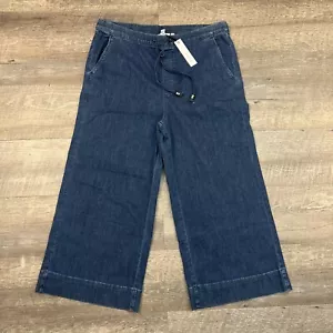Chico’s Denim Pull-on Drawstring Wide Leg Cropped Jeans Size 2 US12 Indigo - NEW - Picture 1 of 9