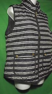 NEW WOMEN'S KENAR BLACK STRIPED QUILTED LIGHTWEIGHT PUFFER VEST XL - Picture 1 of 1