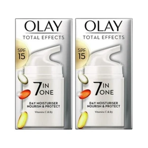 OLAY Total Effects 7 IN ONE Day Moisturiser & SPF15 Cream 50ml PACK OF 2 - Picture 1 of 3