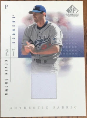 2001 SP Game Used Authentic Fabric Jersey Kevin Brown KB Los Angeles Dodgers - Image 1 of 2
