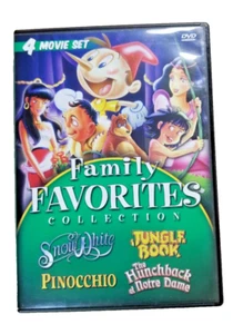 Family Favorites 4 Movie Set Snow White Jungle Book Pinocchio Hunchback 2 Discs - Picture 1 of 2