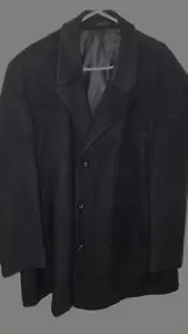 Geoffrey Beene 52L Black Wool Nylon Coat L Sleeve Single Breasted 42 L 30 Acro - Picture 1 of 19