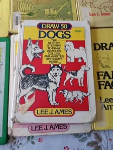 Large Lot of 7 Draw 50 Books Discarded Library Books, Dogs, Dinosaurs, Cats - Picture 1 of 9