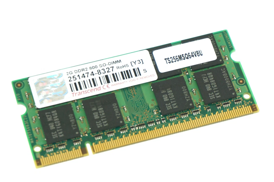 251474-8327 GENUINE TRANSCEND LAPTOP MEMORY 2GB DDR2 800 SO-DIMM (CA610) - Image 1 of 2
