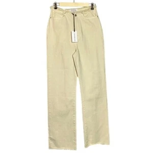 We Wore What Frayed Waistband and Hem High-Rise Straight-Leg Jeans Cream Size 2 - Picture 1 of 8