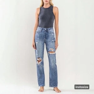 FLYING MONKEY DISTRESSED, ULTRA HIGH RISE, STRAIGHT JEANS. WOMENS SIZE 25 - Picture 1 of 13