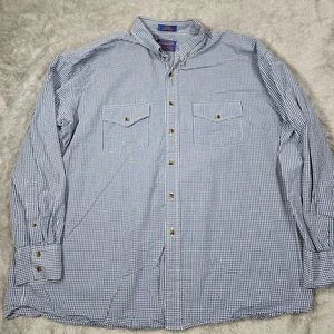Pendleton Hemd Herren XL blau weiß Gingham Karo Button Down Baumwolle Freizeit - Bild 1 von 12