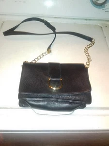 Talbots Womens Black Pebbled Leather Inner Pockets Snap Crossbody Bag - Picture 1 of 13