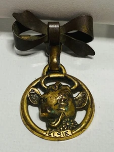 Vintage 1940 Brass Elsie The Cow Borden Dairy Milk Brooch Pin Rare Collectible - Picture 1 of 6