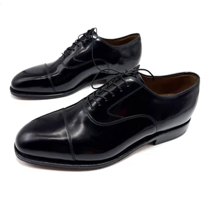 Johnston & Murphy Leather Melton Cap Toe Dress Shoe Size 8.5 3E Black - Picture 1 of 6