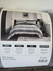 TLC letitia Double Duvet 200x200 & Pillowcases 50 X 75cm Grey Polyester Faux Fur - Picture 1 of 7