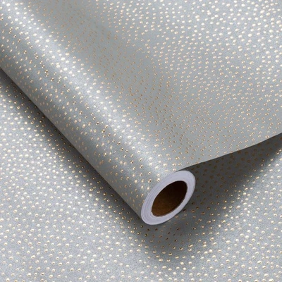 Rollo de papel de envolver en relieve - patrón de puntos con lámina de oro en verde para cumpleaños, Foto 1 de 4