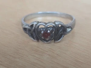 Ring Knot Silver Celtic 925 Sterling Garnet Round Jewelry Trinity Size 9 - Picture 1 of 7