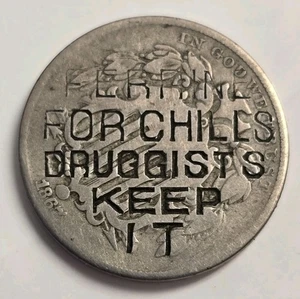 1867 Scudo Nichel "Usa Ferrine per Brividi Druggista" Pubblicità Controtimbro - Foto 1 di 2