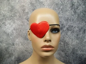 Red Satiny Pirate Heart Eyepatch Queen of Hearts Swashbuckler Sea Wench Unisex - Picture 1 of 10