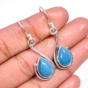 Sleeping Turquoise Gemstone Earring 925 Sterling Silver Handmade Jewelry-2” - Picture 1 of 3