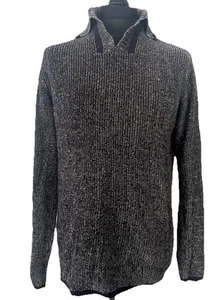Vintage Donna Karan Cotton & Linen Blend Knitted Jumper / Sweater Black/ White L - Picture 1 of 17