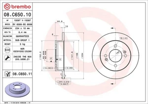 2x Brake Discs Pair Solid fits HYUNDAI i10 AC3 1.0 Rear 2013 on 234mm Set Brembo - Picture 1 of 2