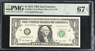 United States 1 Dollar Usa 2013 P 537 L San Francisco Superb Gem UNC PMG 67 EPQ - Image 1 of 3