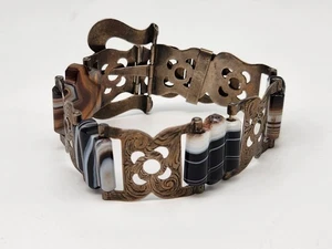 Antikes viktorianisches schottisches Armband mit geschnitztem Achat und Silberschnalle - Bild 1 von 17