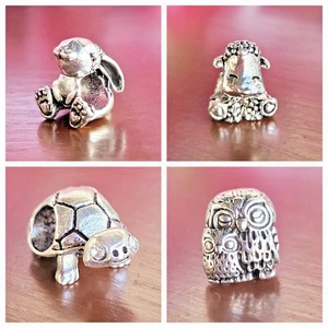 Baby Animal Charms Lamb Bunny Rabbit Turtle Owl Charm Beads For Bracelet - Picture 1 of 11