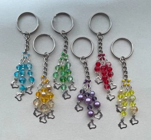 Handmade Silver Plated Glass Bead Heart Charm Keyring Keychain Gift. - Picture 1 of 7