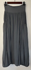 Garnet Hill Favorite Knit Maxi Skirt Medium Gray Pockets Lagenlook Lined Boho